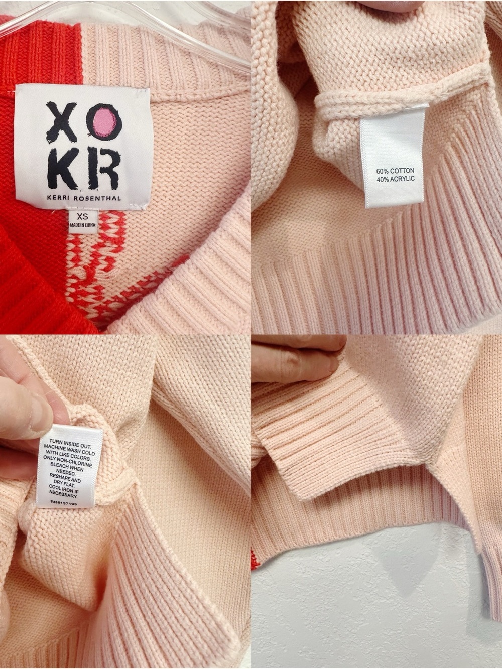 Kerri Rosenthal XOKR Color Blocked Sunburst V-neck Sweater XSmall - Picture 12 of 13